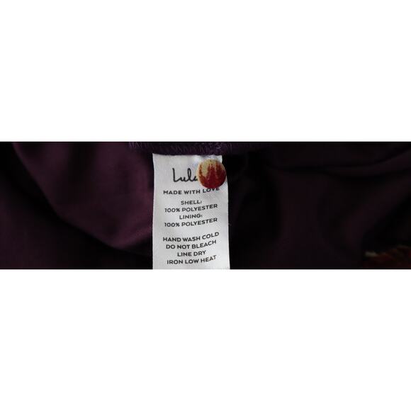 Lulus Purple Floral Short Dress Long Sleeves Fit and Flare Roses Tie Bow Medium - Picture 6 of 8